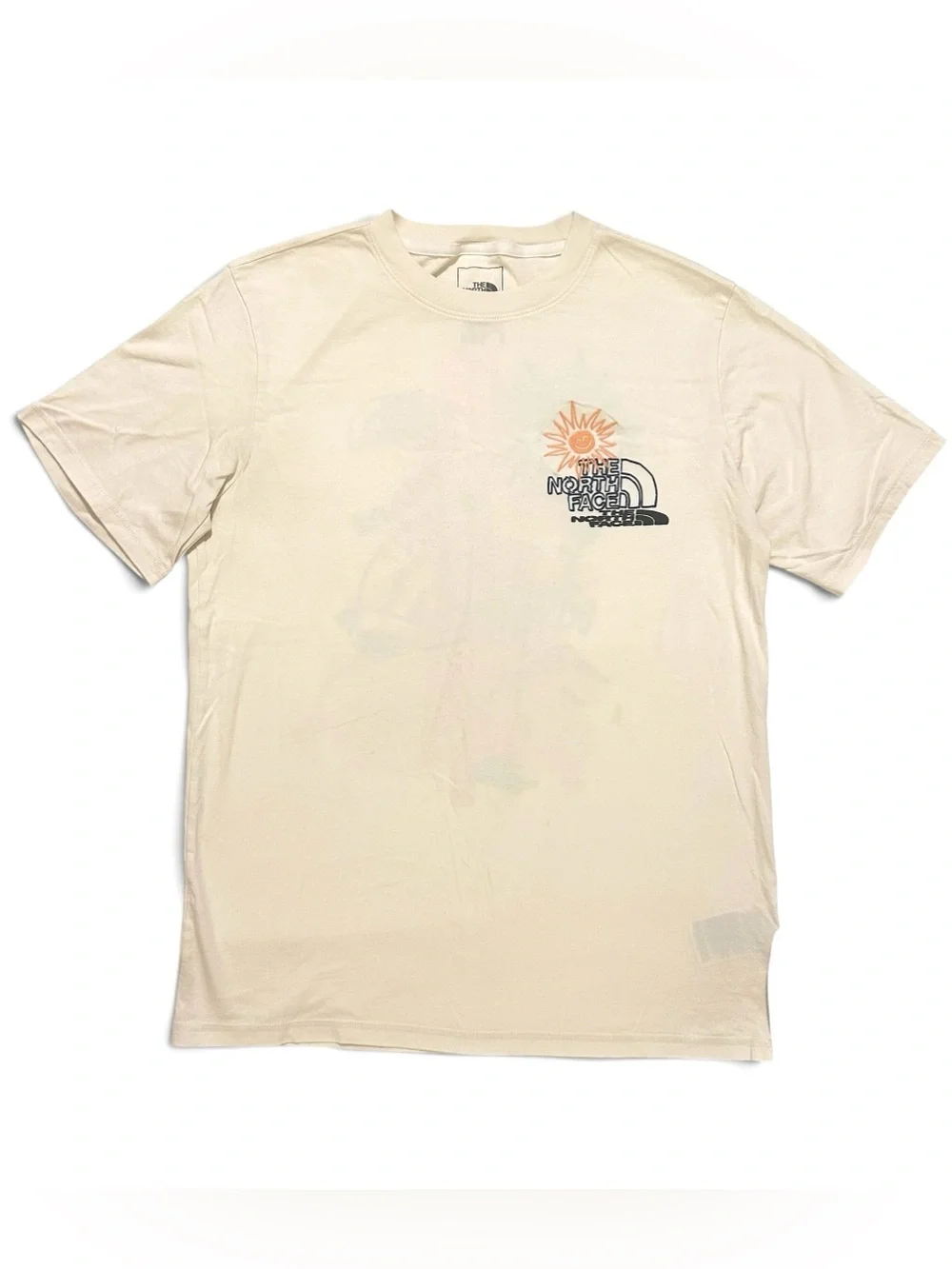 Rare THE NORTH FACE Short Sleeve Earth Day T-Shirt in Cream/Beige Medium